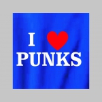 I LOVE PUNKS!   mikina s kapucou stiahnutelnou šnúrkami a klokankovým vreckom vpredu